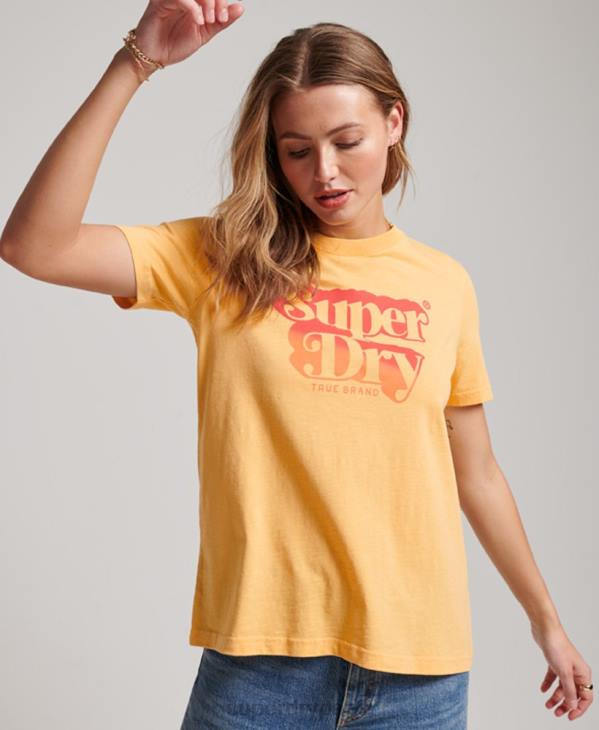 Superdry femmes t-shirt ombre vintage D64Z2267 vêtements jaune