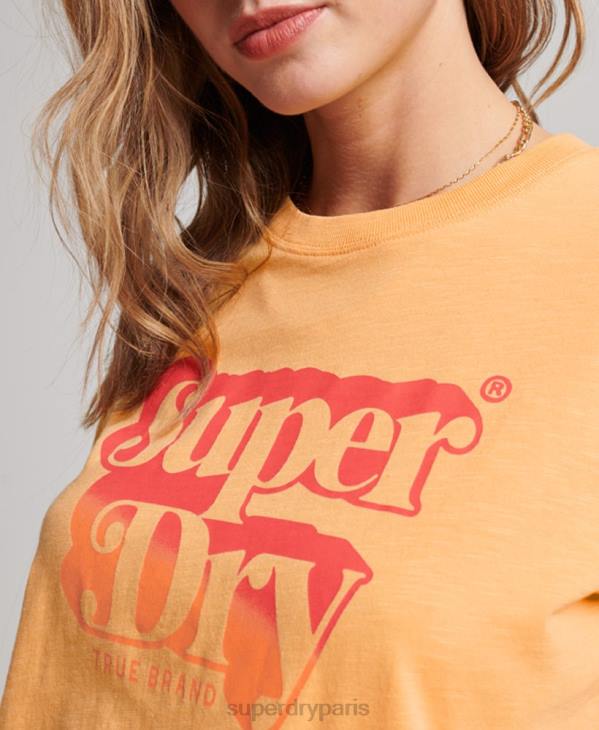 Superdry femmes t-shirt ombre vintage D64Z2267 vêtements jaune
