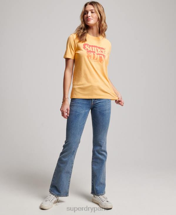 Superdry femmes t-shirt ombre vintage D64Z2267 vêtements jaune