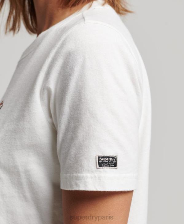 Superdry femmes t-shirt à ornements vintage D64Z2711 vêtements blanc
