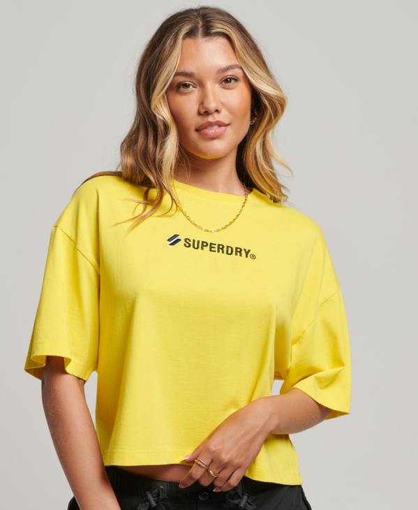 Superdry femmes t-shirt oversize à logo sport D64Z2753 vêtements jaune