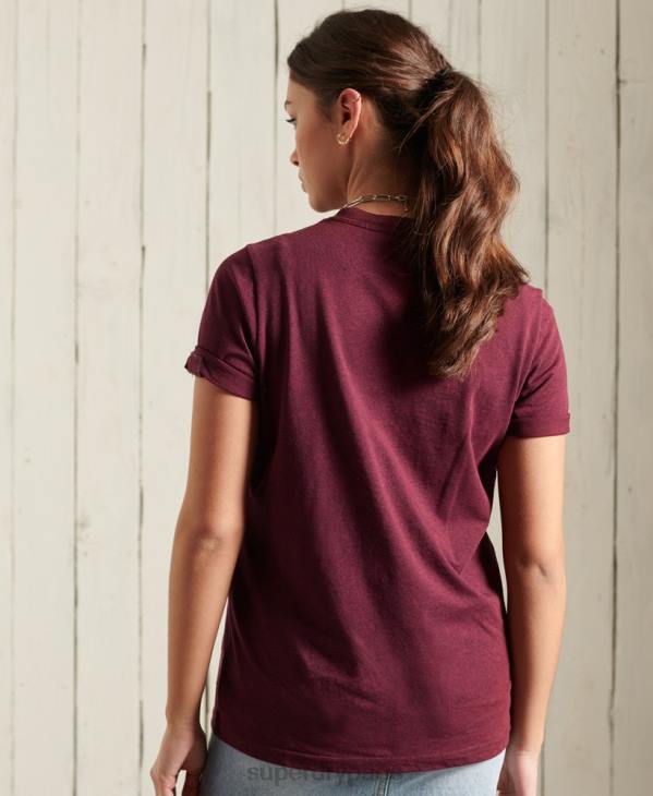 Superdry femmes t-shirt à paillettes scintillantes D64Z2818 vêtements rouge