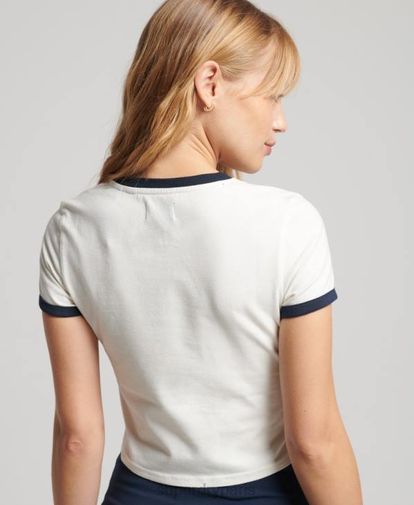 Superdry femmes t-shirt petite sonnerie vintage D64Z2817 vêtements blanc