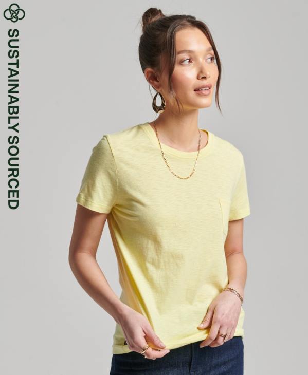 Superdry femmes t-shirt à poche studios en coton bio D64Z6240 vêtements jaune