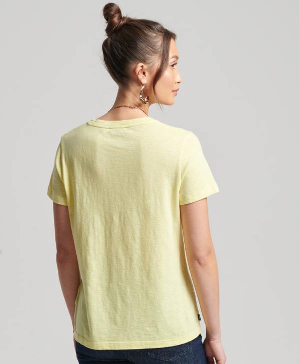 Superdry femmes t-shirt à poche studios en coton bio D64Z6240 vêtements jaune