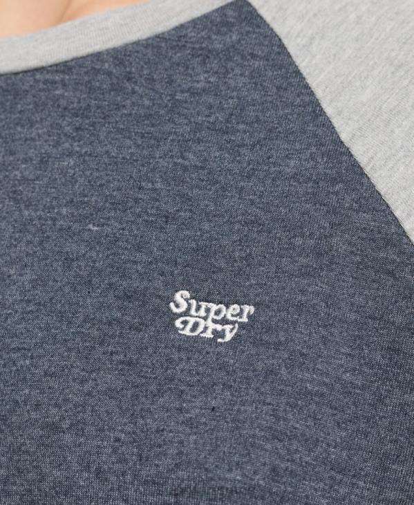 Superdry femmes t-shirt raglan cali stripe 2.0 en coton bio D64Z6260 vêtements marine