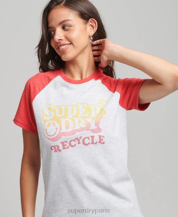 Superdry femmes t-shirt raglan recyclé D64Z6237 vêtements gris