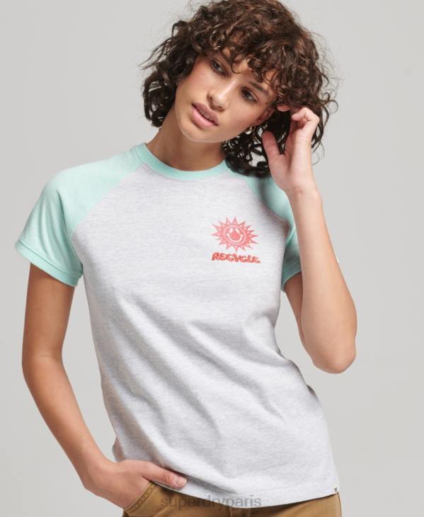 Superdry femmes t-shirt raglan recyclé D64Z6287 vêtements gris