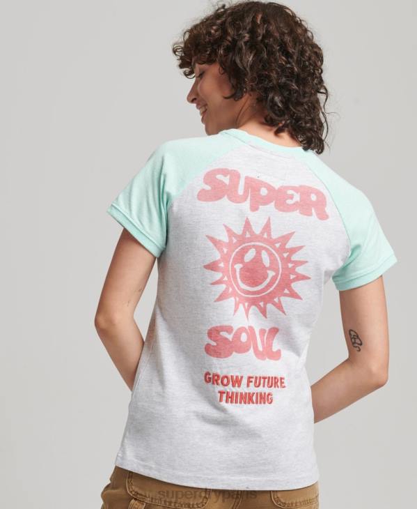 Superdry femmes t-shirt raglan recyclé D64Z6287 vêtements gris