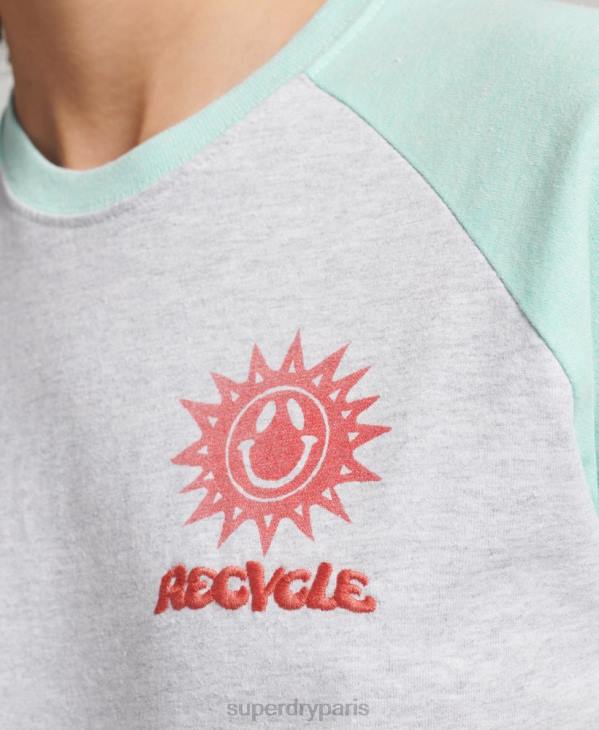 Superdry femmes t-shirt raglan recyclé D64Z6287 vêtements gris