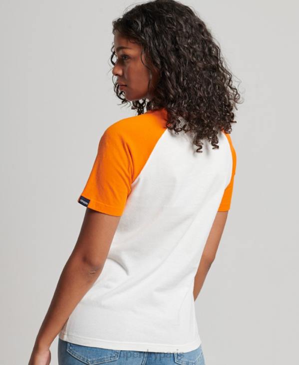 Superdry femmes t-shirt raglan vintage cooper classique D64Z2783 vêtements orange