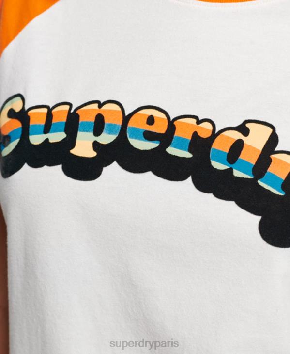 Superdry femmes t-shirt raglan vintage cooper classique D64Z2783 vêtements orange