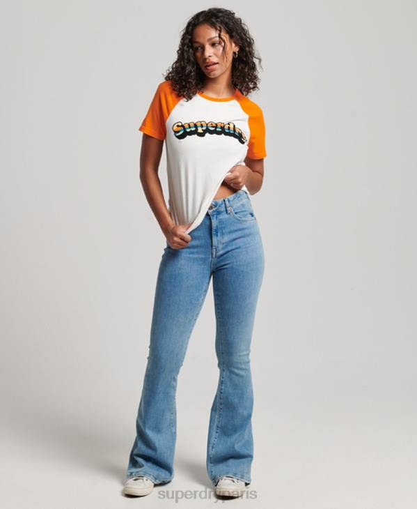 Superdry femmes t-shirt raglan vintage cooper classique D64Z2783 vêtements orange