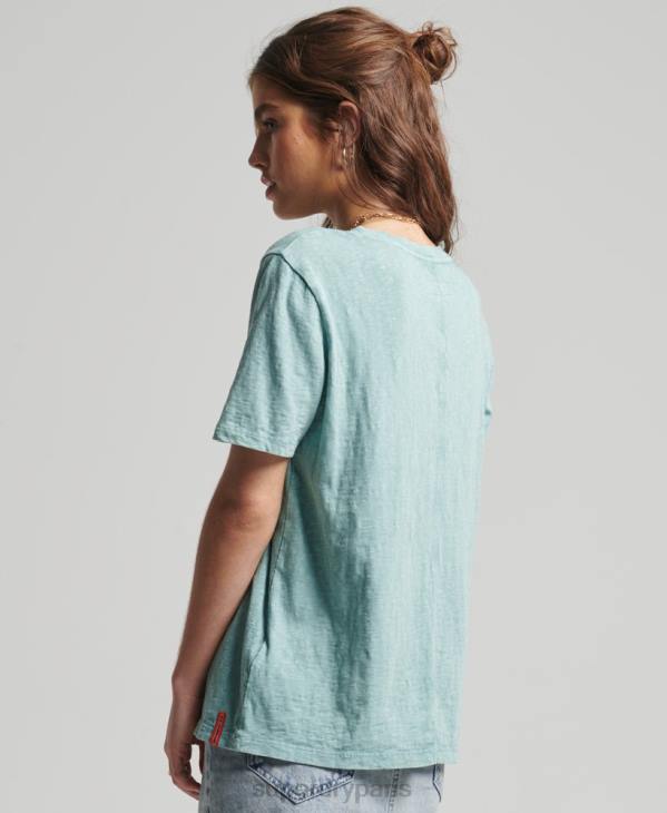 Superdry femmes t-shirt ranchero surf vintage en coton bio D64Z6245 vêtements bleu clair
