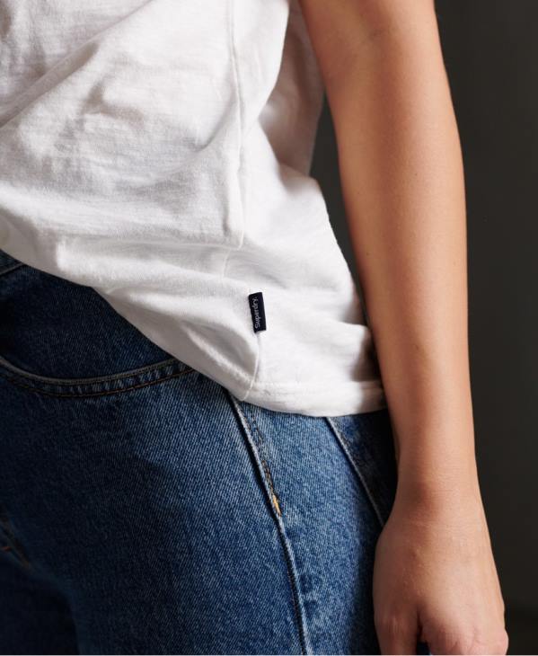 Superdry femmes t-shirt à rayures rétro D64Z2830 vêtements blanc
