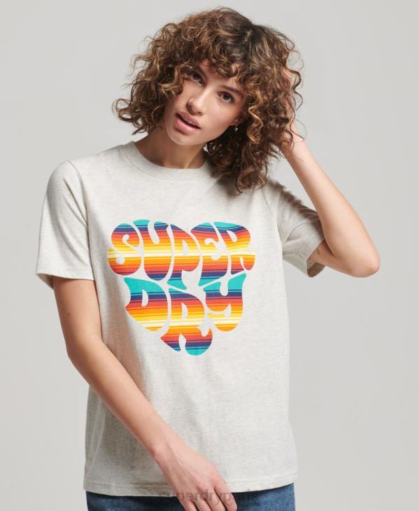 Superdry femmes t-shirt à remplissage scénarisé vintage D64Z2648 vêtements gris