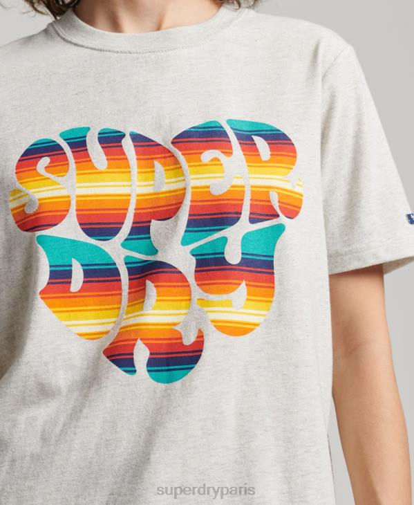 Superdry femmes t-shirt à remplissage scénarisé vintage D64Z2648 vêtements gris