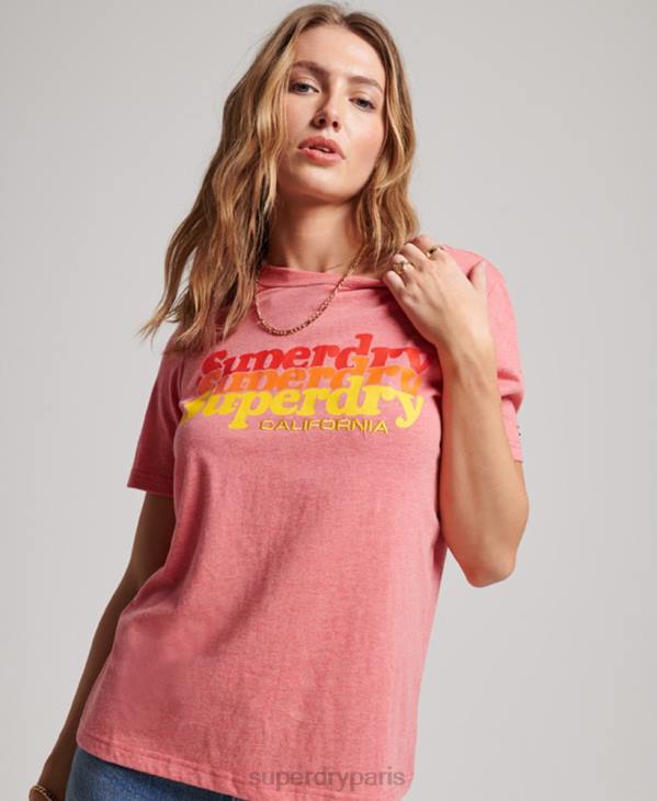 Superdry femmes t-shirt à remplissage scénarisé vintage D64Z2672 vêtements rouge