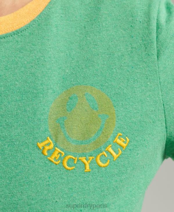 Superdry femmes t-shirt ringer recyclé D64Z2831 vêtements vert