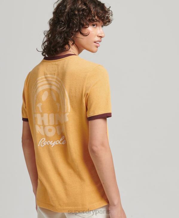 Superdry femmes t-shirt ringer recyclé D64Z6241 vêtements jaune