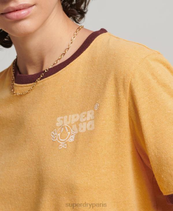 Superdry femmes t-shirt ringer recyclé D64Z6241 vêtements jaune