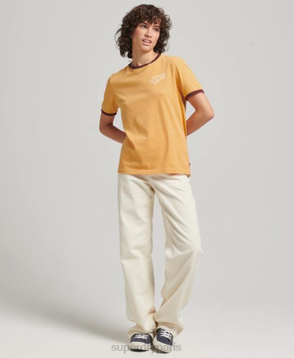 Superdry femmes t-shirt ringer recyclé D64Z6241 vêtements jaune