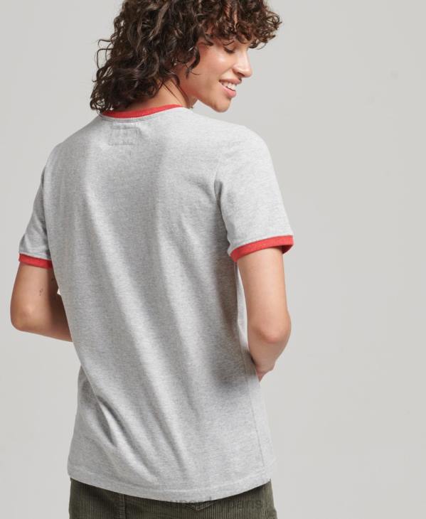 Superdry femmes t-shirt ringer recyclé D64Z6254 vêtements gris