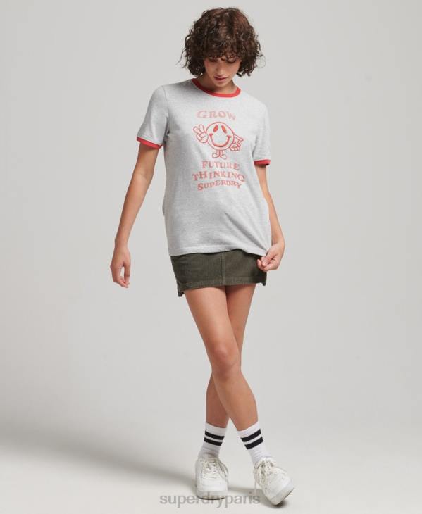 Superdry femmes t-shirt ringer recyclé D64Z6254 vêtements gris