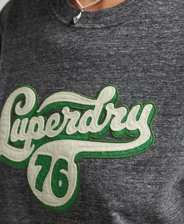 Superdry femmes t-shirt script nostalgie D64Z2800 vêtements gris foncé