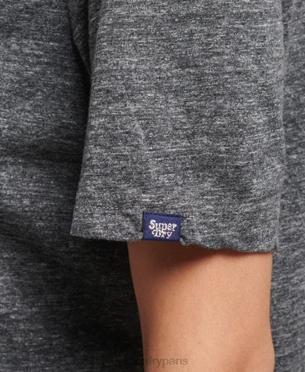 Superdry femmes t-shirt script nostalgie D64Z2800 vêtements gris foncé