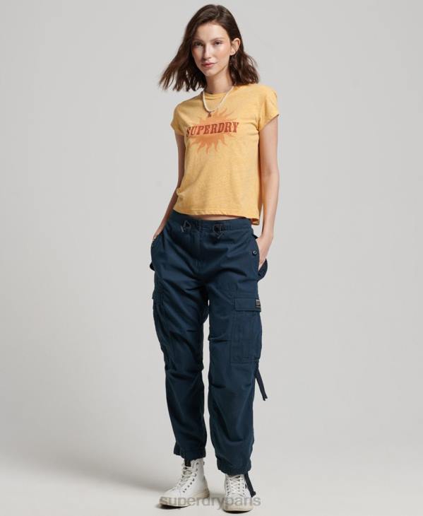 Superdry femmes t-shirt slim vintage des années 70 D64Z2623 vêtements jaune