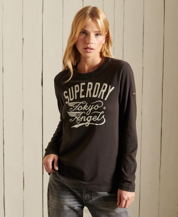 Superdry femmes t-shirt style workwear D64Z6750 vêtements brun