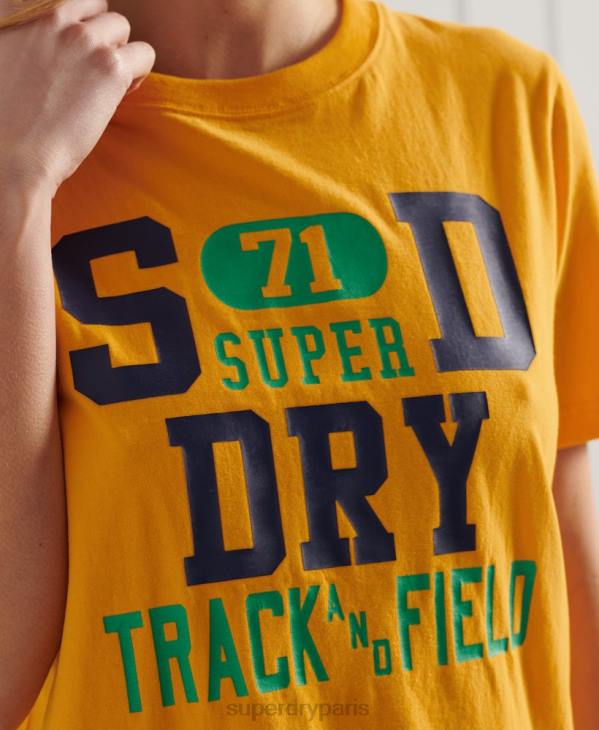 Superdry femmes t-shirt union sportive collégiale D64Z2795 vêtements or
