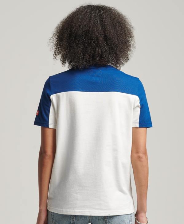 Superdry femmes t-shirt universitaire à logo vintage D64Z2763 vêtements crème