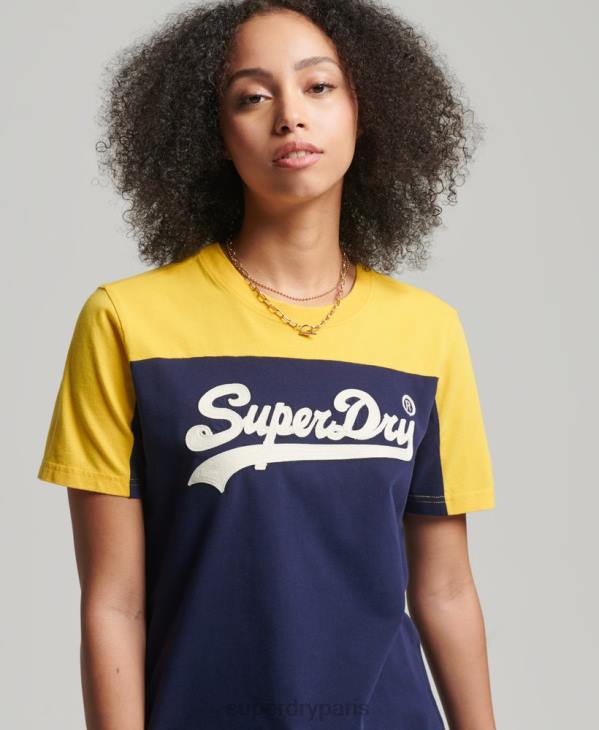 Superdry femmes t-shirt universitaire à logo vintage D64Z6692 vêtements marine
