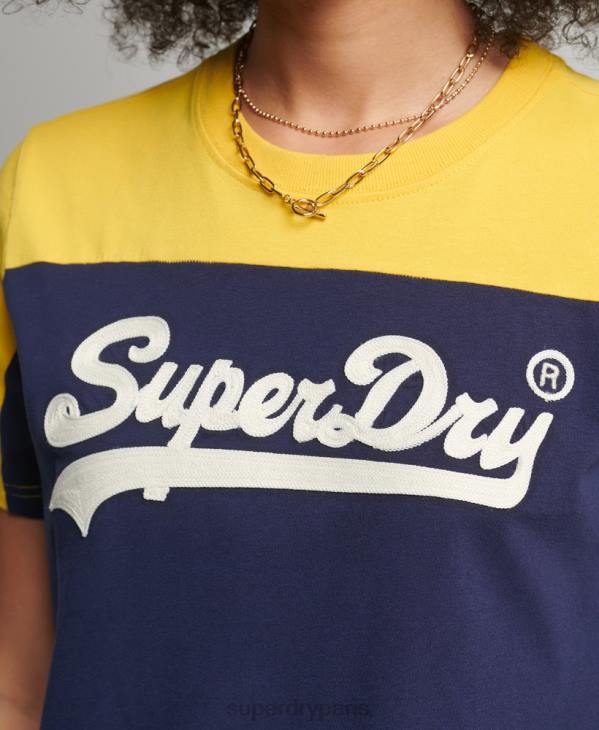 Superdry femmes t-shirt universitaire à logo vintage D64Z6692 vêtements marine