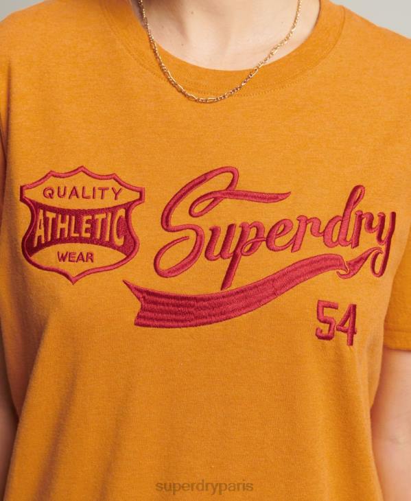 Superdry femmes t-shirt universitaire style script vintage D64Z2731 vêtements jaune