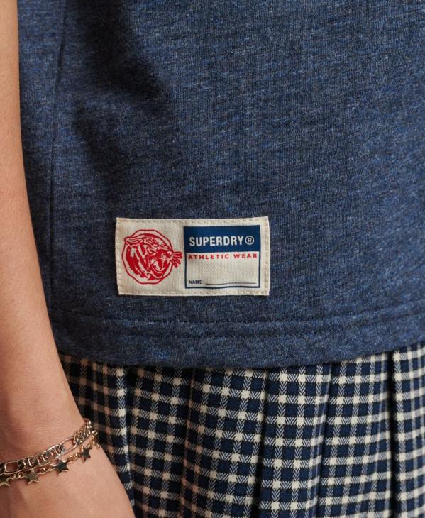 Superdry femmes t-shirt universitaire style script vintage D64Z6283 vêtements marine