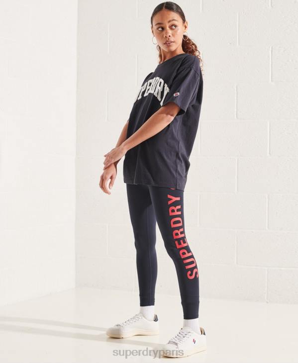 Superdry femmes t-shirt varsity arch mono D64Z6299 vêtements marine