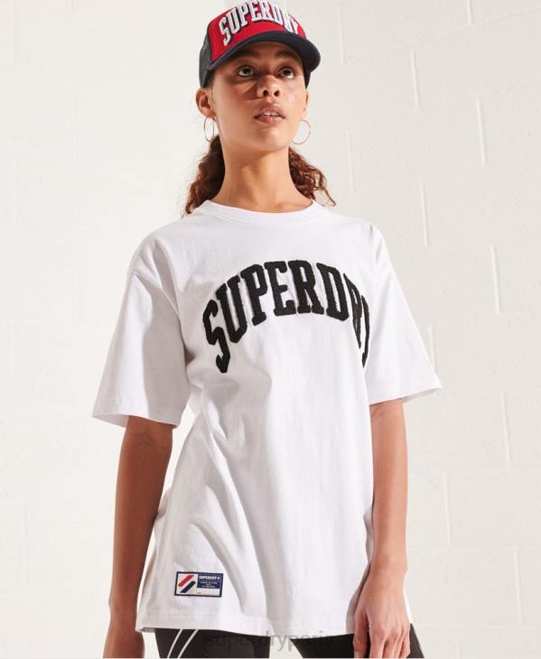 Superdry femmes t-shirt varsity arch mono D64Z6300 vêtements blanc