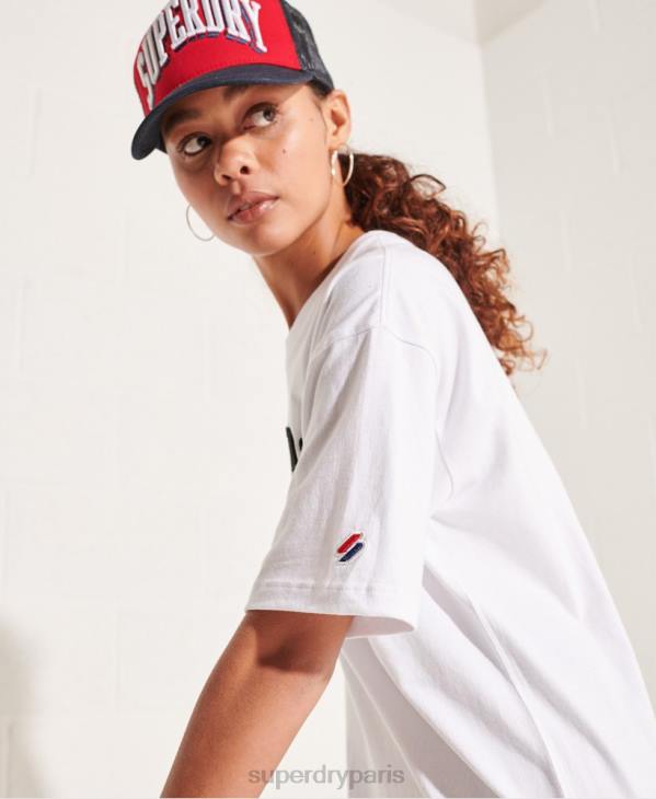 Superdry femmes t-shirt varsity arch mono D64Z6300 vêtements blanc