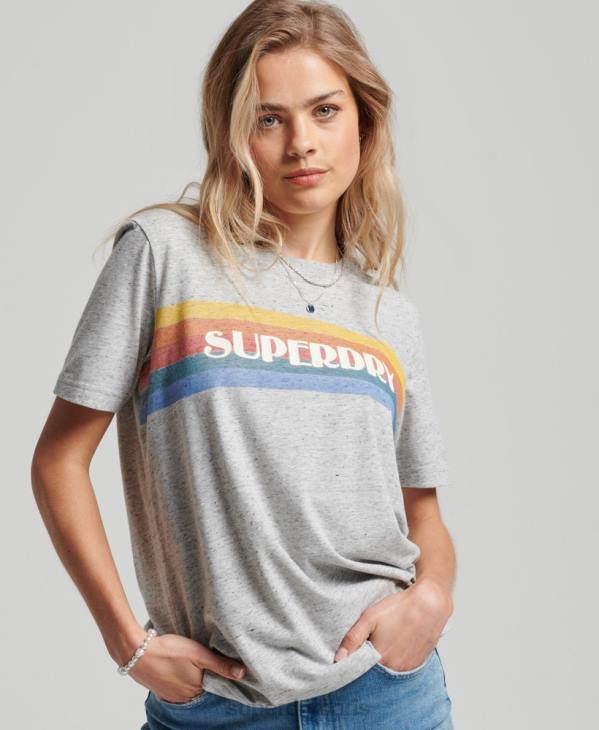 Superdry femmes t-shirt vintage grands espaces D64Z2663 vêtements gris
