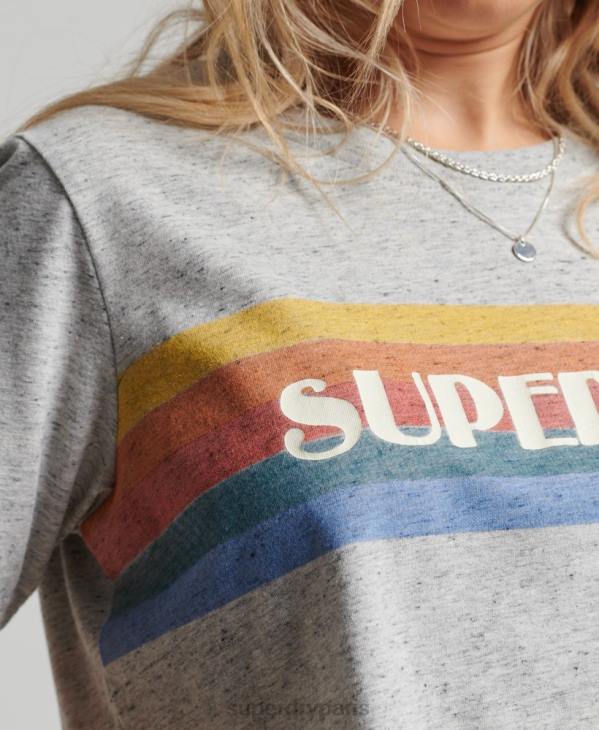 Superdry femmes t-shirt vintage grands espaces D64Z2663 vêtements gris
