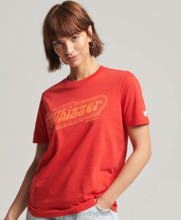 Superdry femmes t-shirt vintage ma génération D64Z2757 vêtements rouge