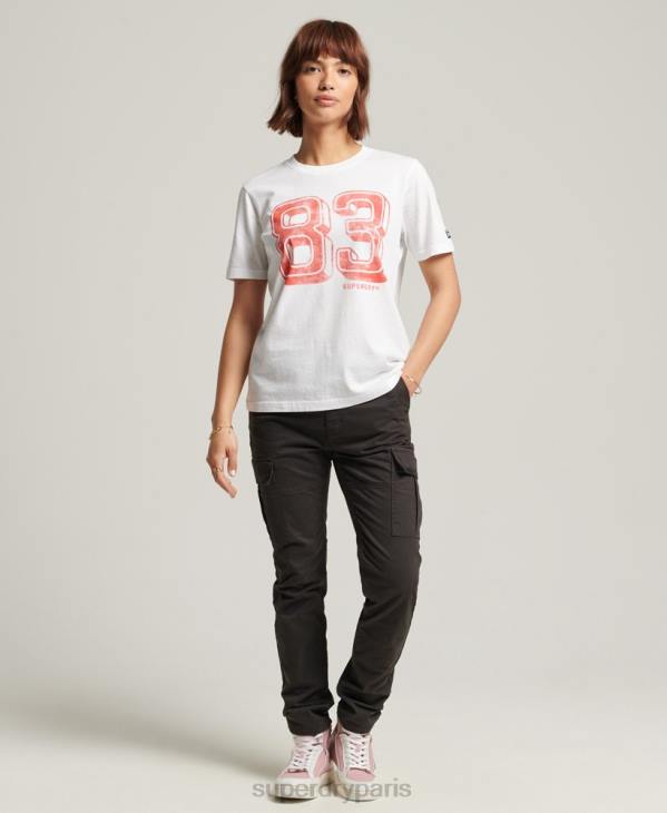 Superdry femmes t-shirt vintage ma génération D64Z2845 vêtements blanc