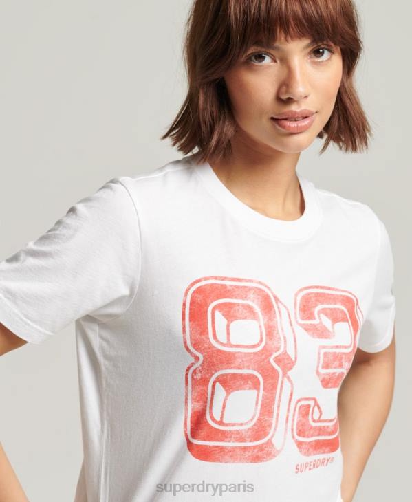 Superdry femmes t-shirt vintage ma génération D64Z2845 vêtements blanc