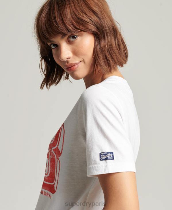 Superdry femmes t-shirt vintage ma génération D64Z2845 vêtements blanc