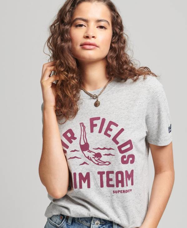 Superdry femmes t-shirt vintage ma génération D64Z2846 vêtements gris
