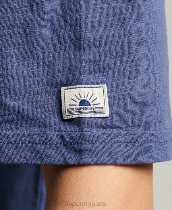 Superdry femmes t-shirt vintage à rayures cali D64Z6184 vêtements bleu