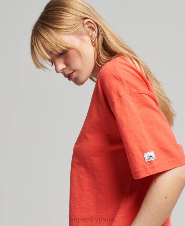 Superdry femmes t-shirt vintage à rayures cali D64Z6189 vêtements orange